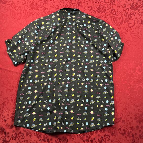 Buc-ees Space Camp Shirt Mens 2XL Black UFO Space Ships Planets Button - Picture 7 of 8